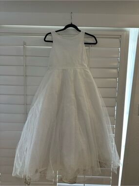 Tip Top Kids White Sparkle Tulle Formal Dress